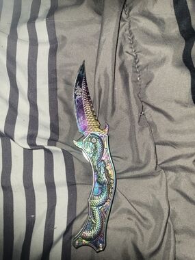 Iridescent Dragon Folding Knife - Men Accessories
